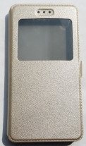 Кожен калъф тефтер стойка и клипс FLEXI Book Style S-View за LENOVO VIBE C A2020 златист